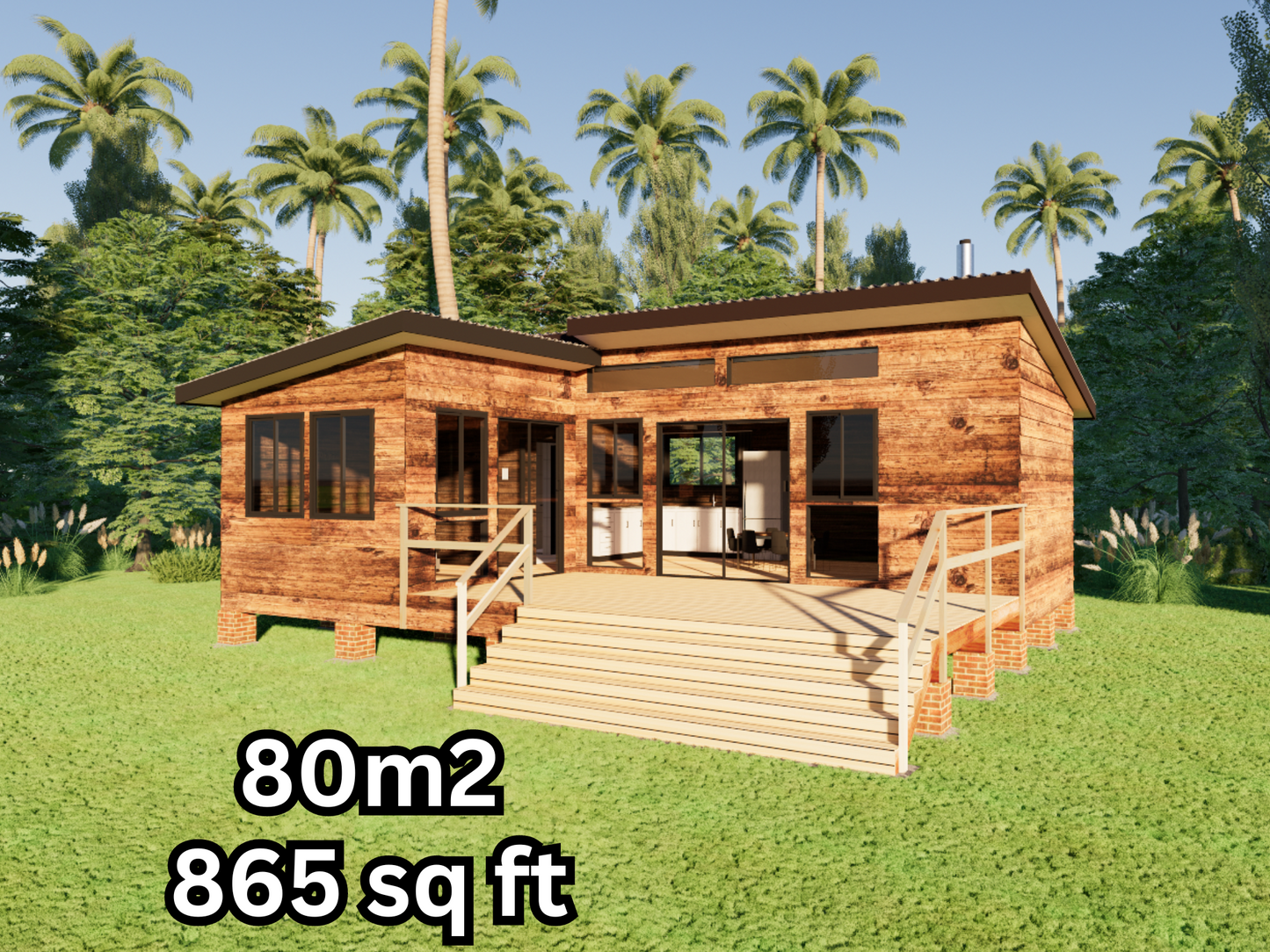 Medium L-Shape Cabin - 80m2 (865 sq ft)