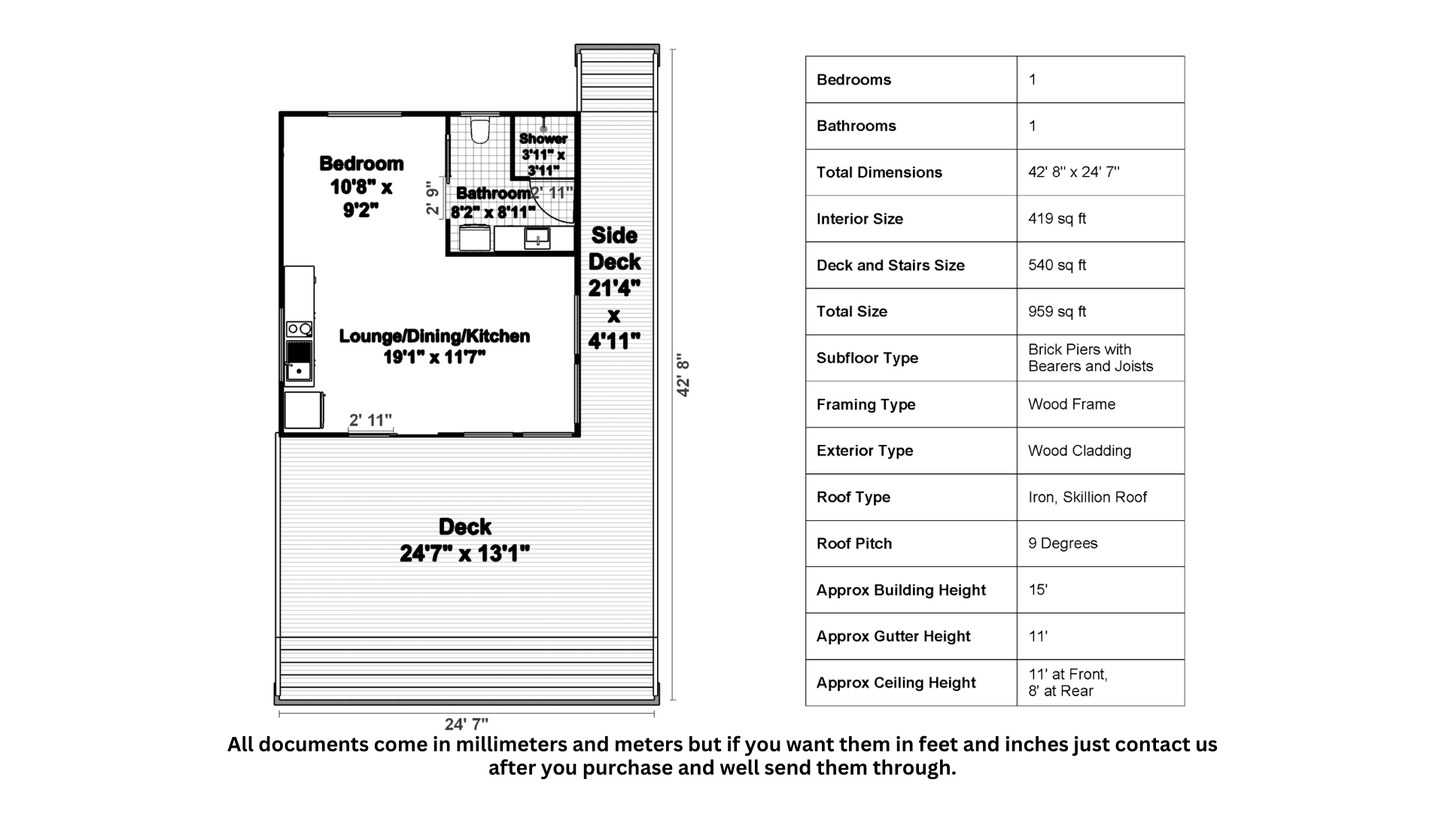 Medium Classic Cabin - 89m2 (959 sq ft)