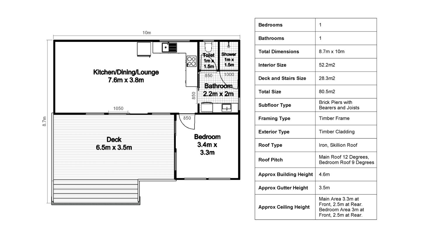 Medium L-Shape Cabin - 80m2 (865 sq ft)