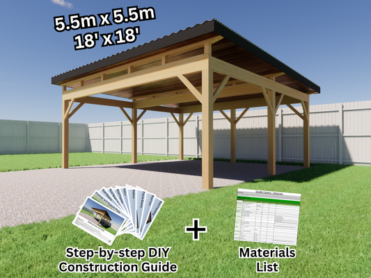 Double Carport - Step-By-Step DIY Guide and Materials List | 5.5m x 5.5m (18' x 18') - Undercover Parking, Car Shelter