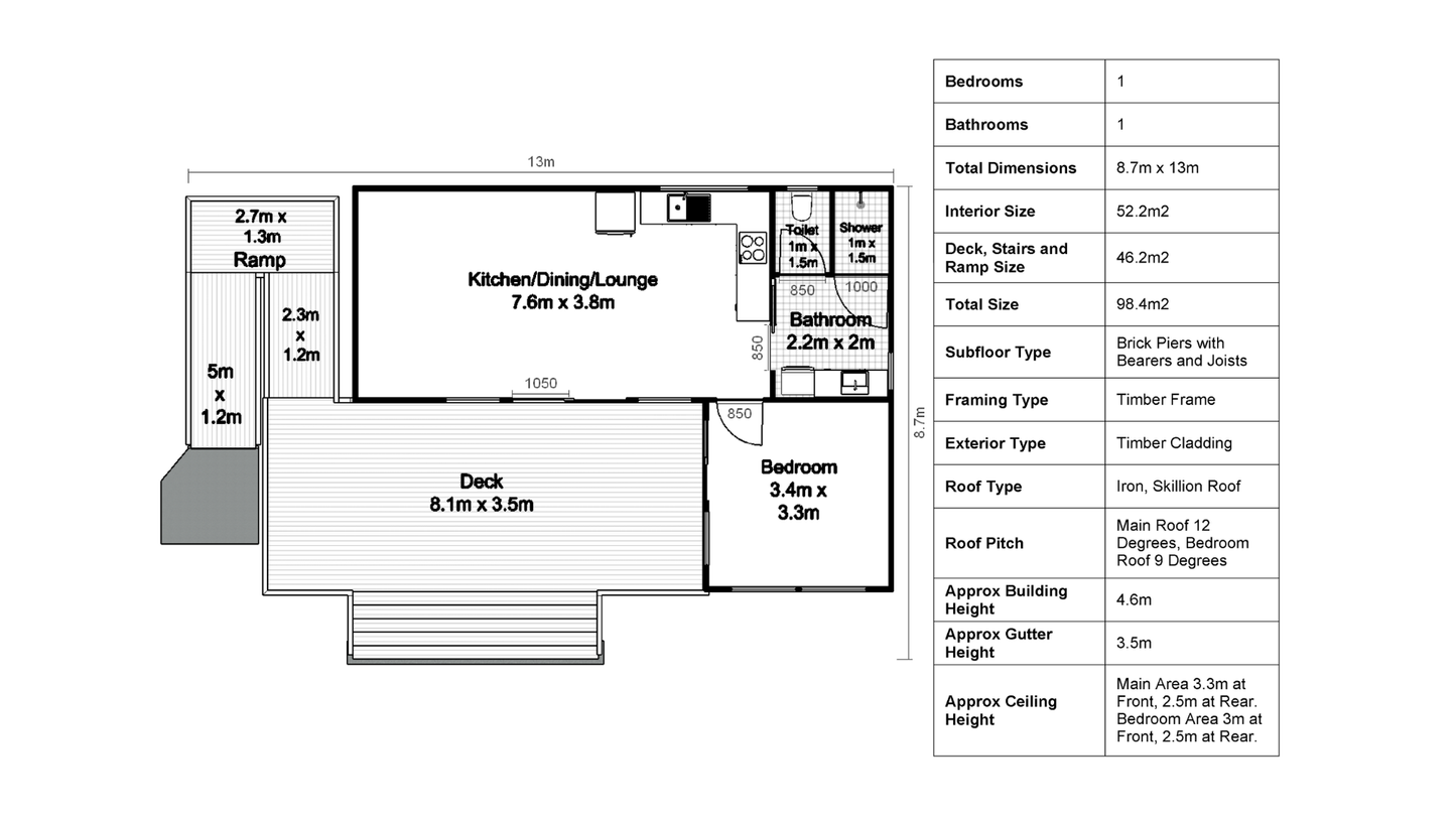 Medium L-Shape Cabin - 80m2 (865 sq ft)