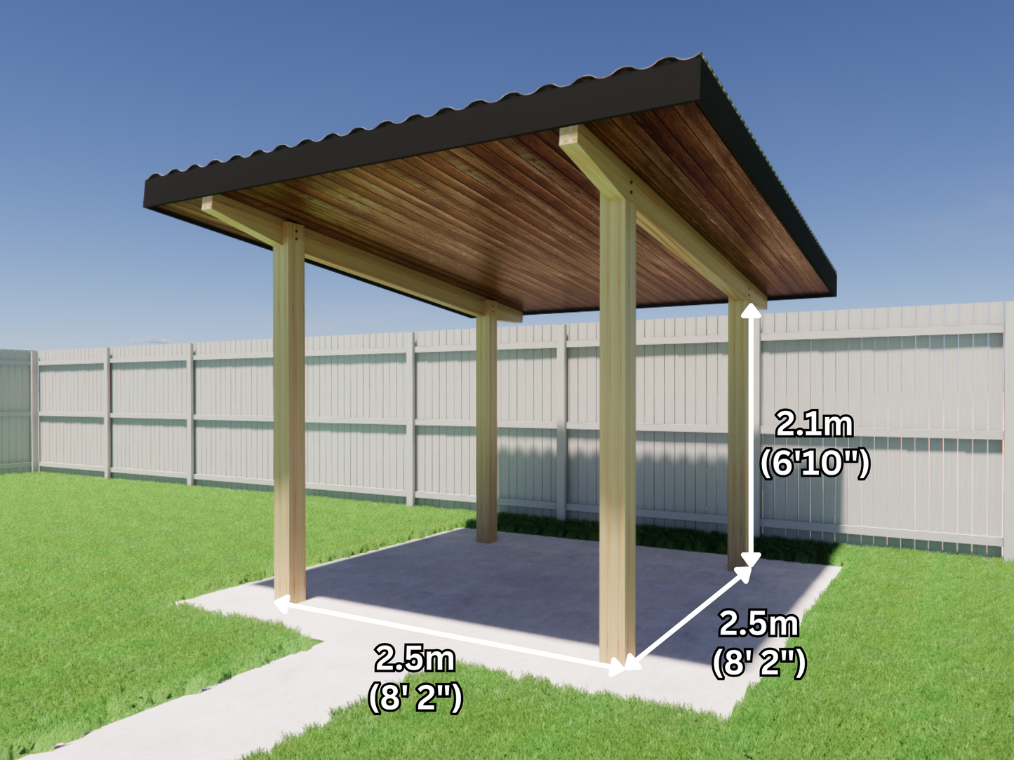 Outdoor Shelter - Step-By-Step DIY Construction Guide and Materials List || 2.5m x 2.5m (8' x 8') - Undercover Area, Gazebo