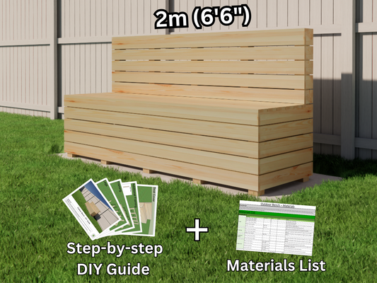 Outdoor Bench - Step-By-Step DIY Construction Guide and Materials List || 2m (6'6") - Garden Seat, Garden Bench, Backyard