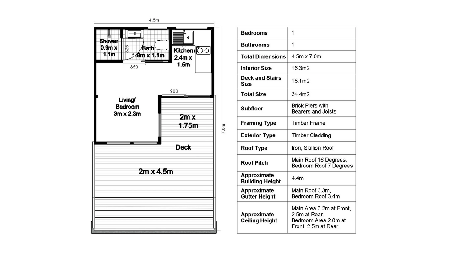 Tiny L-Shape Cabin - 34m2 (369 sq ft) + DIY Construction Guide and Materials List