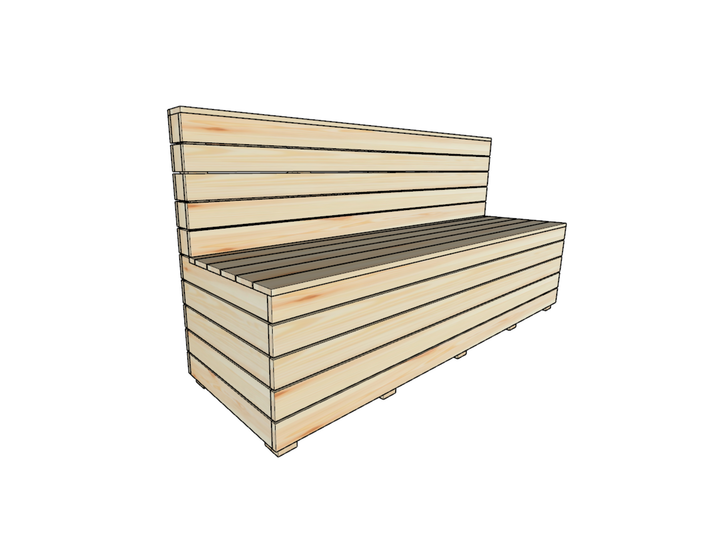 Outdoor Bench - Step-By-Step DIY Construction Guide and Materials List || 2m (6'6") - Garden Seat, Garden Bench, Backyard
