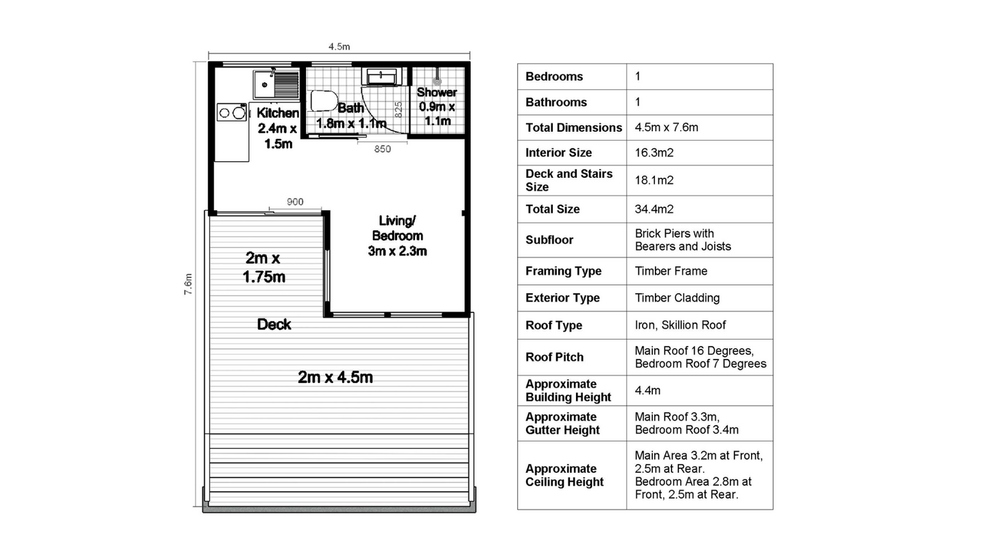 Tiny L-Shape Cabin - 34m2 (369 sq ft) + DIY Construction Guide and Materials List