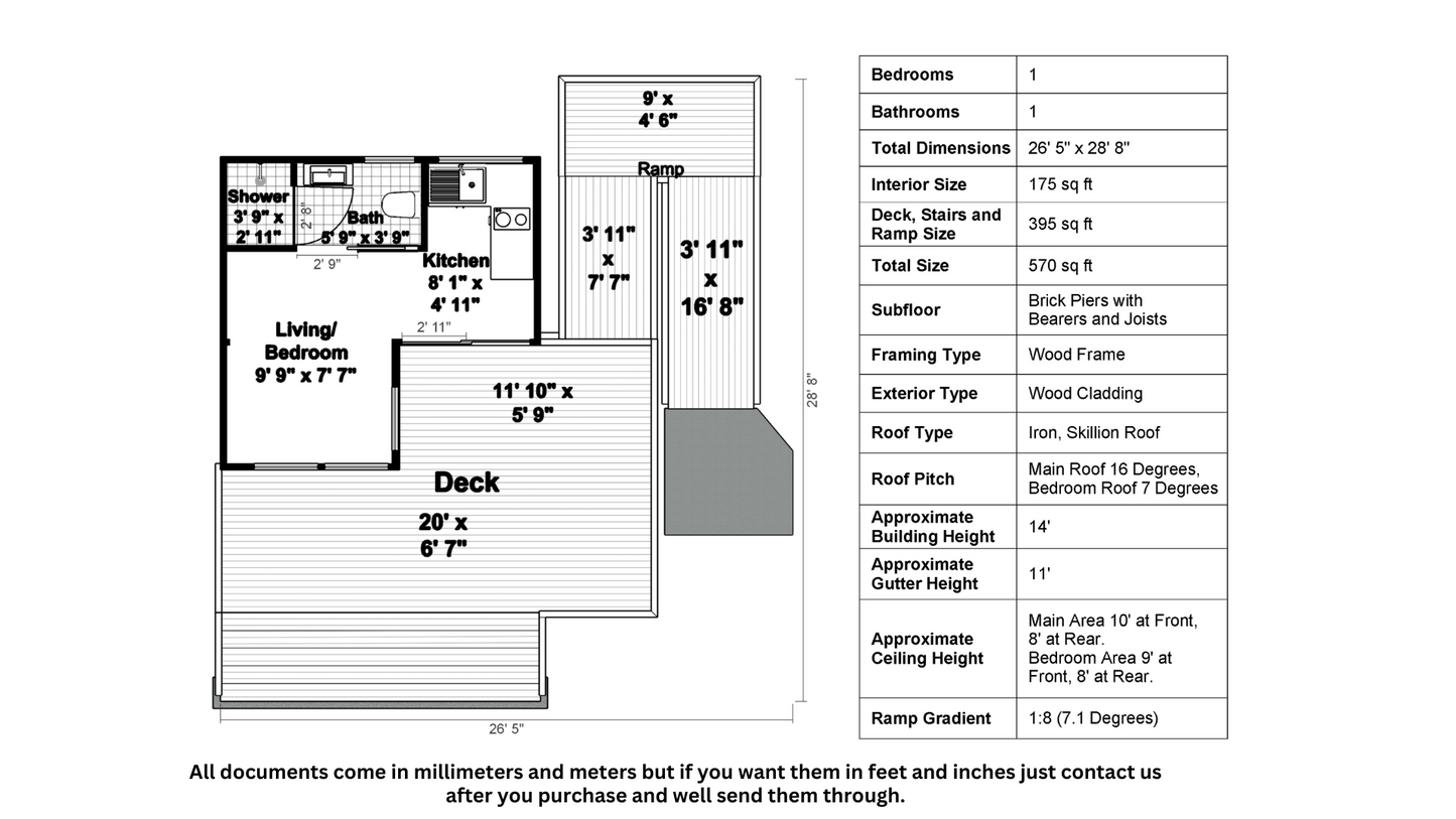 Tiny L-Shape Cabin - 34m2 (369 sq ft)