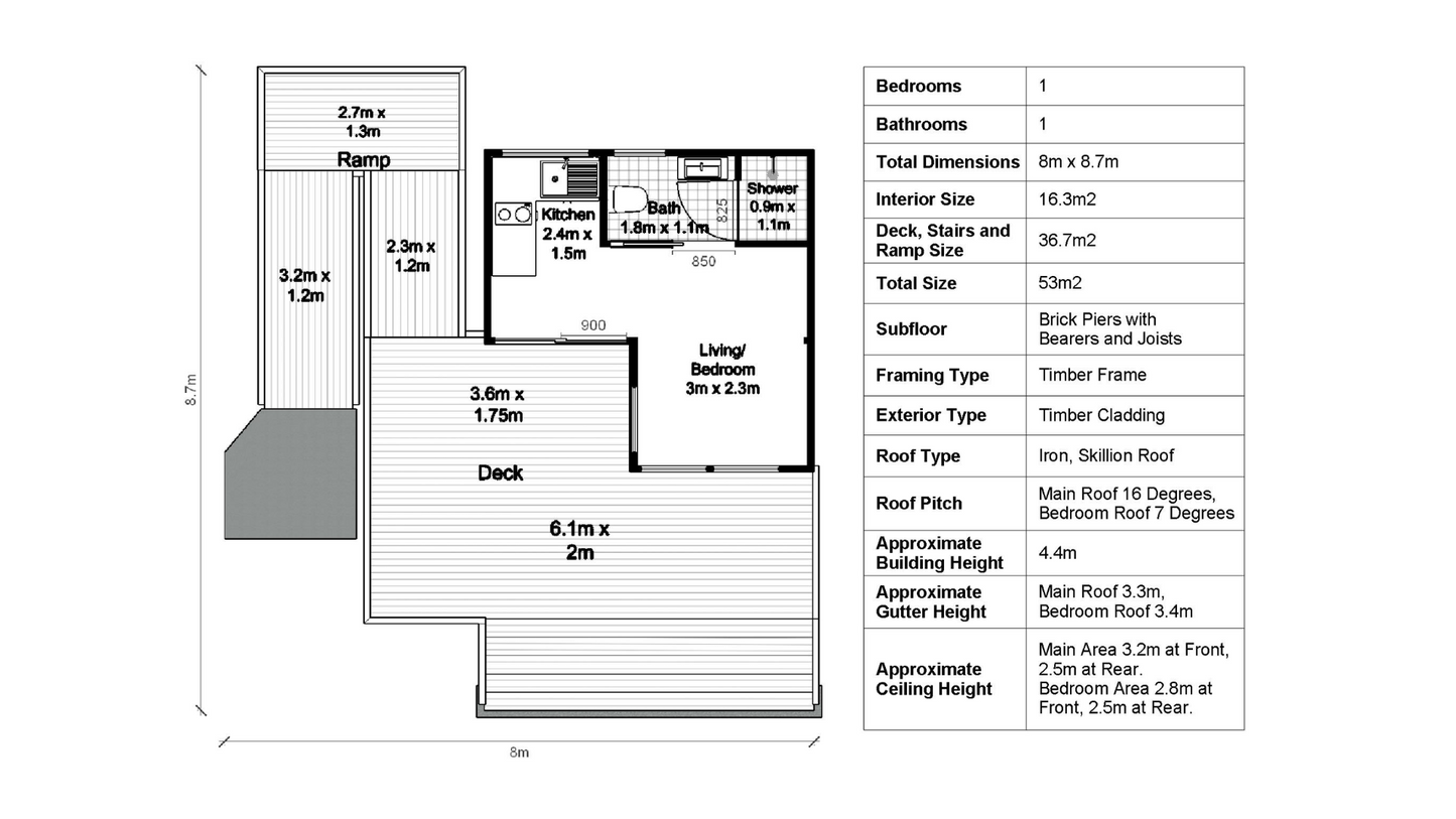 Tiny L-Shape Cabin - 34m2 (369 sq ft) + DIY Construction Guide and Materials List