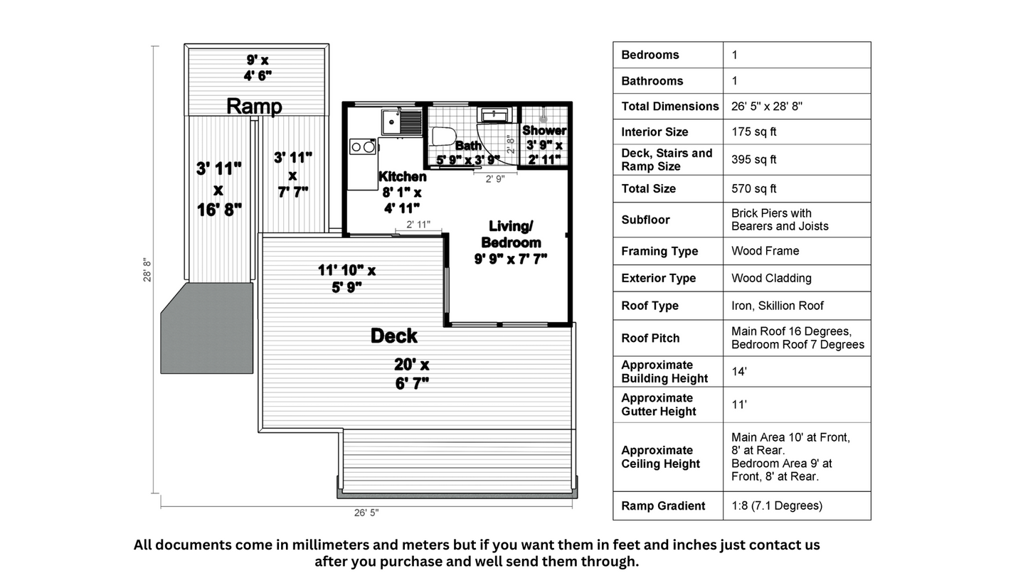 Tiny L-Shape Cabin - 34m2 (369 sq ft) + DIY Construction Guide and Materials List