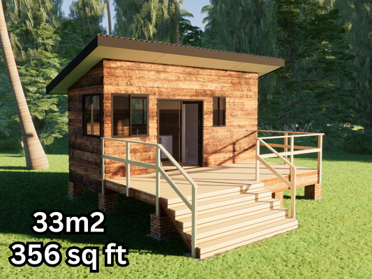 Tiny Rectangle Cabin - 33m2 (356 sq ft)