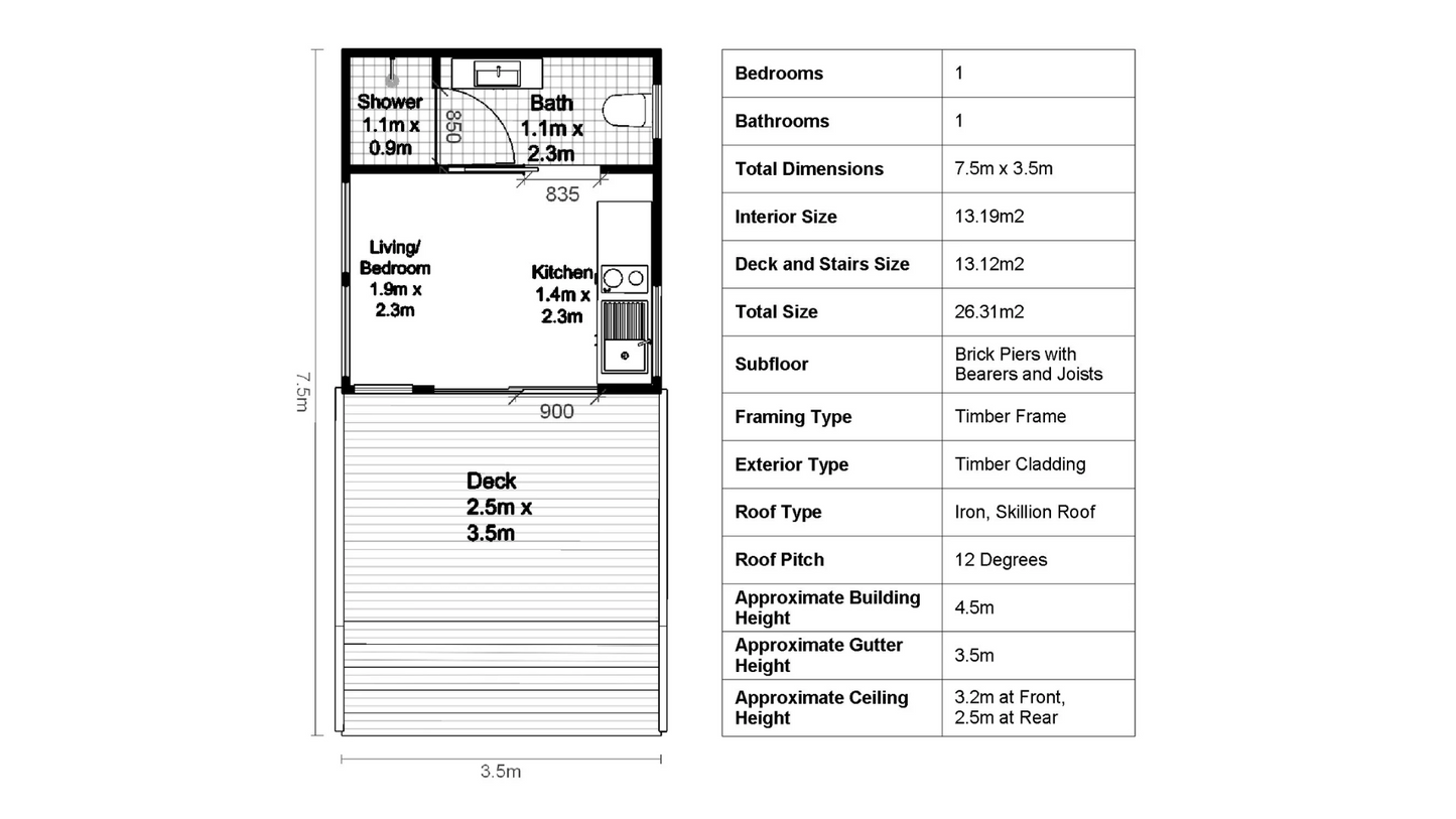 Tiny Classic Cabin - 26m2 (282 sq ft)