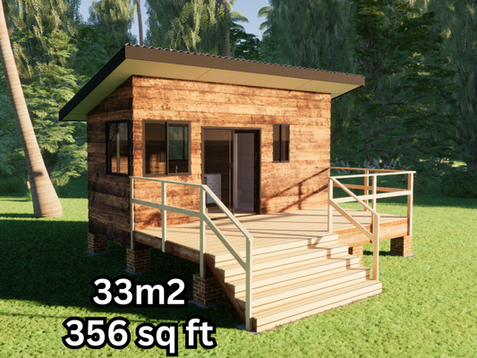 Tiny Rectangle Cabin - 33m2 (356 sq ft)