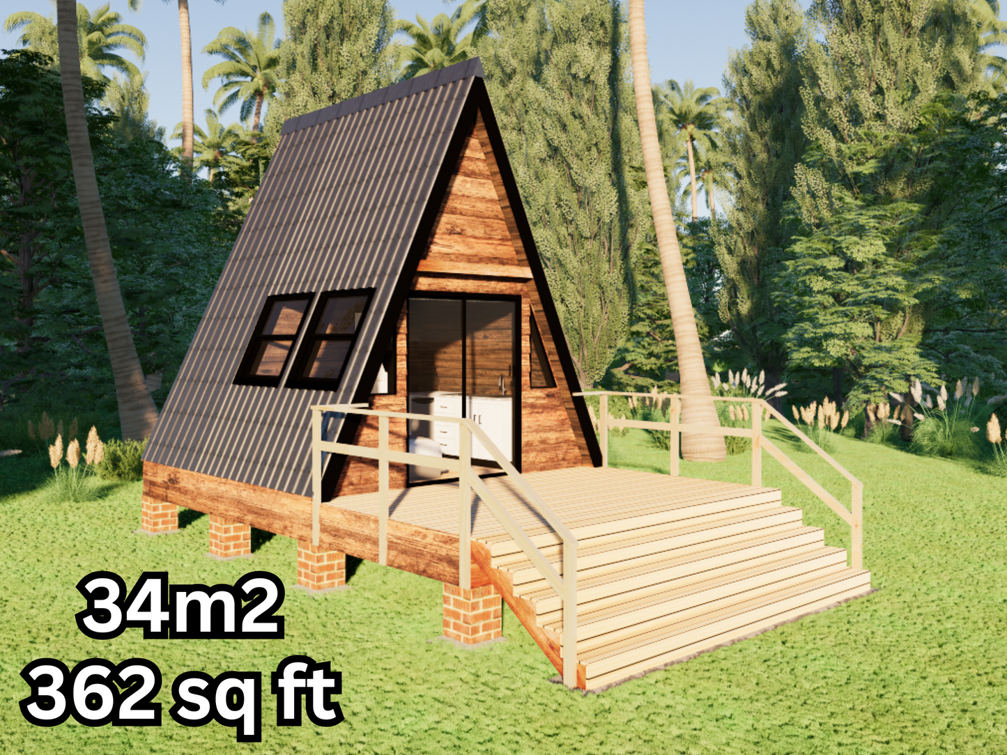 Tiny A-Frame Cabin - 34m2 (362 sq ft)