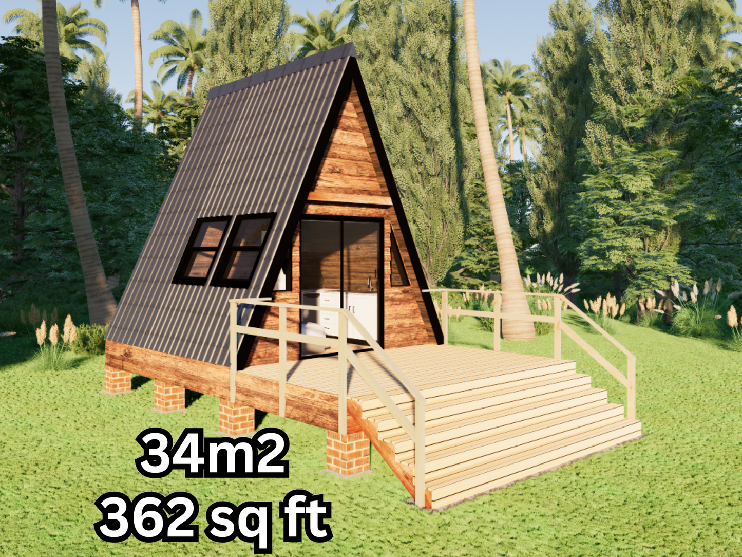 Tiny A-Frame Cabin - 34m2 (362 sq ft)