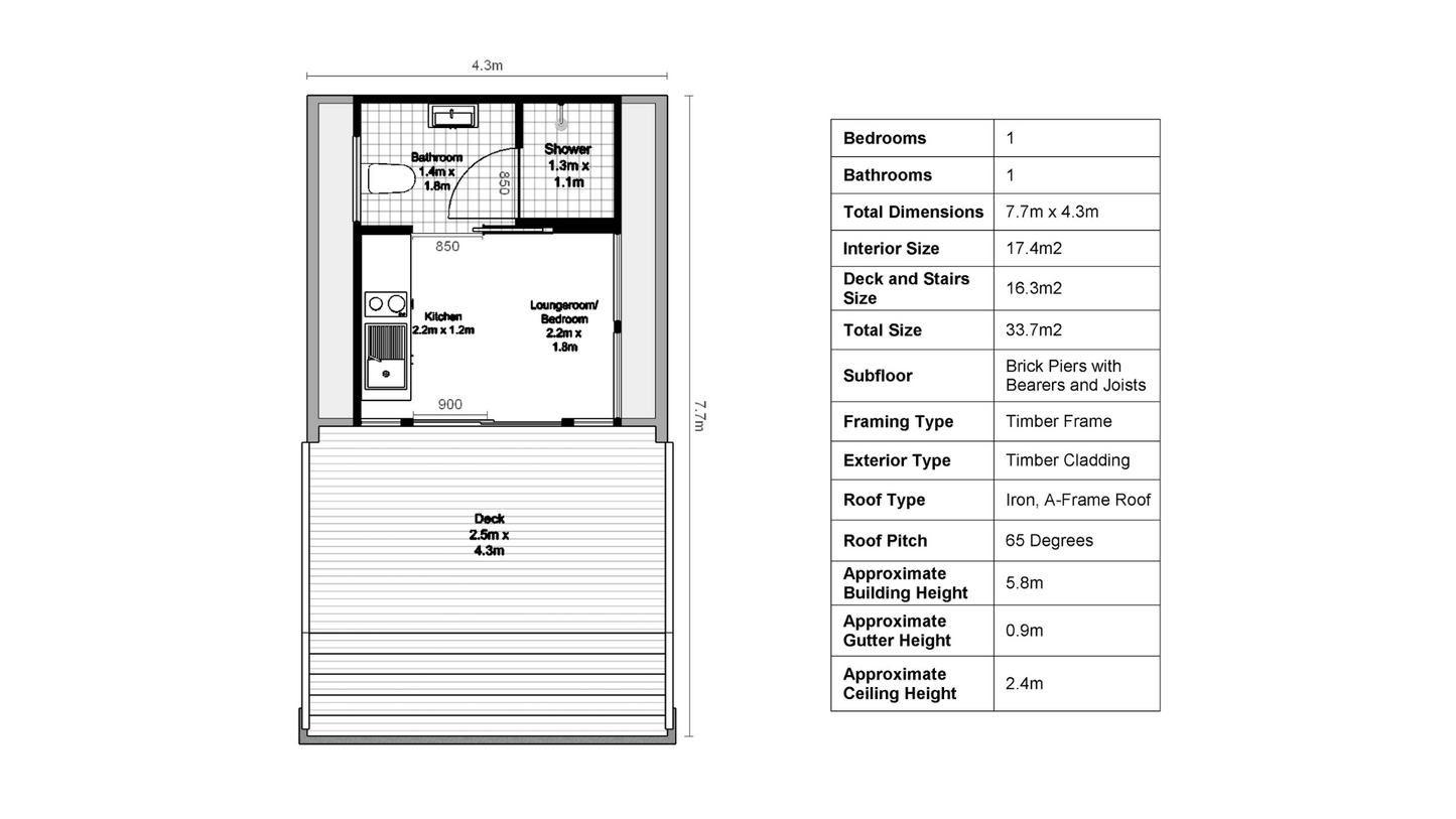 Tiny A-Frame Cabin - 34m2 (362 sq ft)