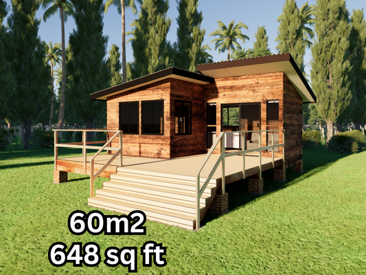 Small L-Shape Cabin - 60m2 (648 sq ft)