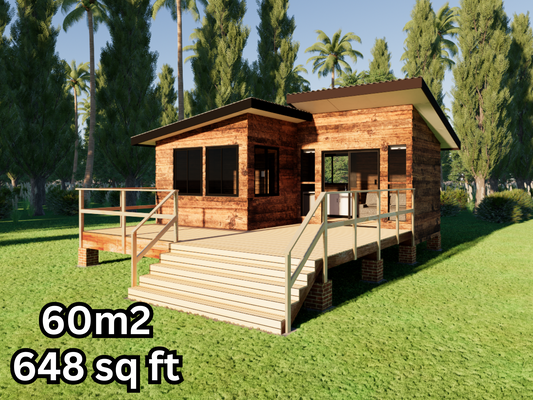 Small L-Shape Cabin - 60m2 (648 sq ft)