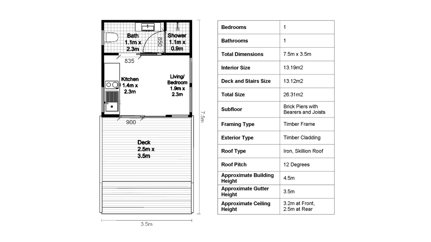 Tiny Classic Cabin - 26m2 (282 sq ft)