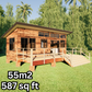 Small Rectangle Cabin - 55m2 (587 sq ft) + DIY Construction Guide and Materials List