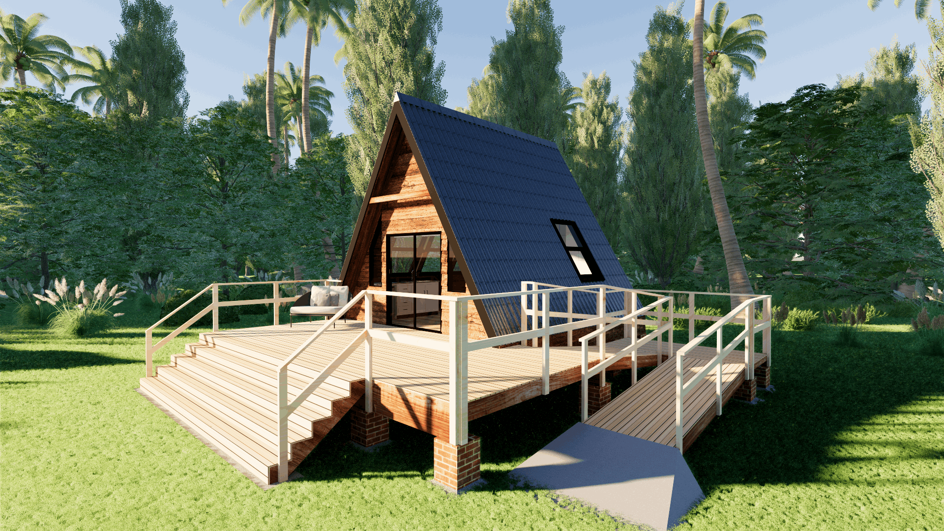 A-Frame Cabin Small - 29m2 Cabin Plans