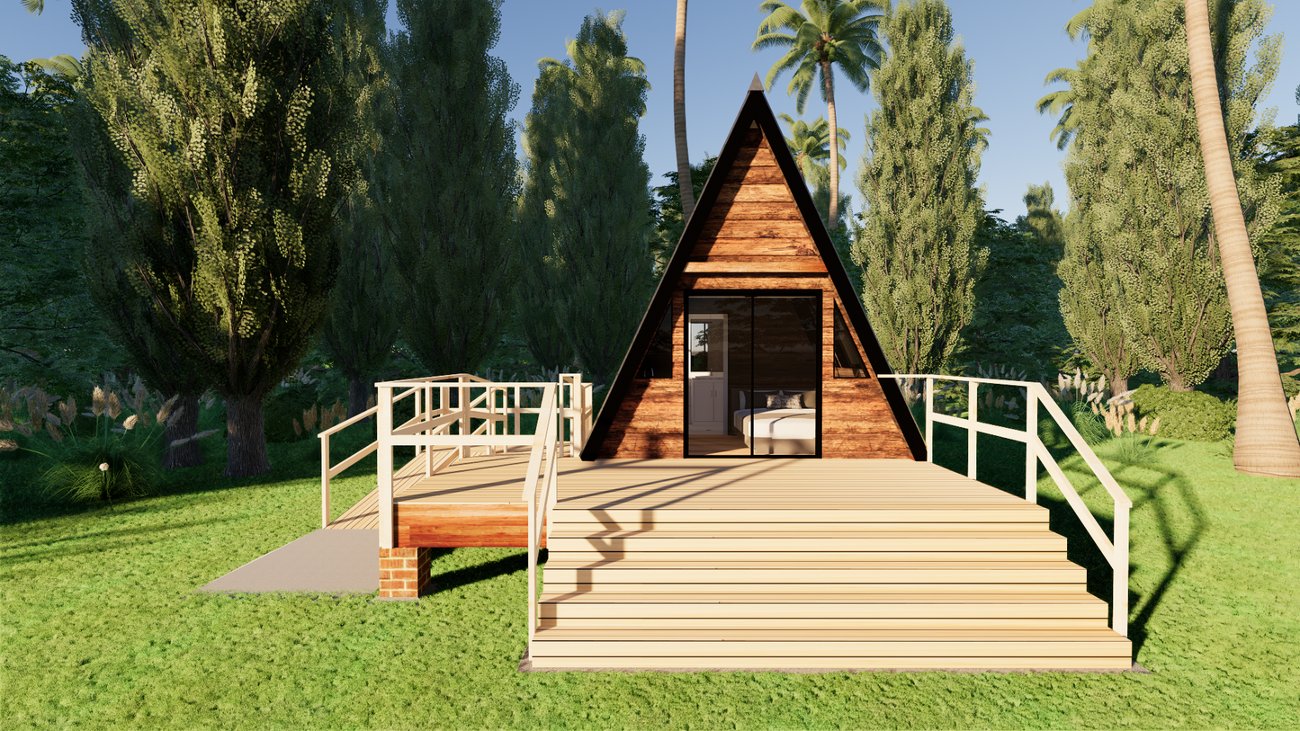 A-Frame Cabin Tiny - 17m2 Cabin Plans